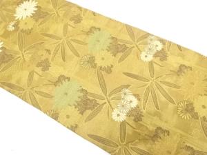 アンティーク　菊に笹模様織り出し丸帯（材料）